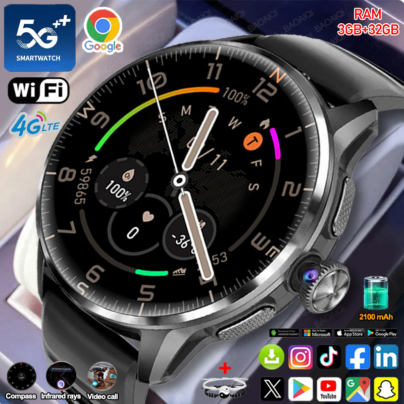 Fall Detection Watch - 5G/4G Smartwatch mit vollständigem Netzwerk, 1,60