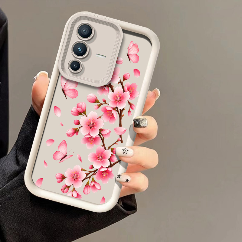 Vivo V40 - Handyhülle mit rosa Kirschblütenmuster für Vivo